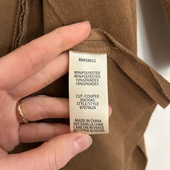 Max studio luxe faux suede topper duster cardigan jacket brown tan - Picture 5 of 5